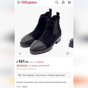 Black Suede Spike boots Size 37 / US 8-8.5